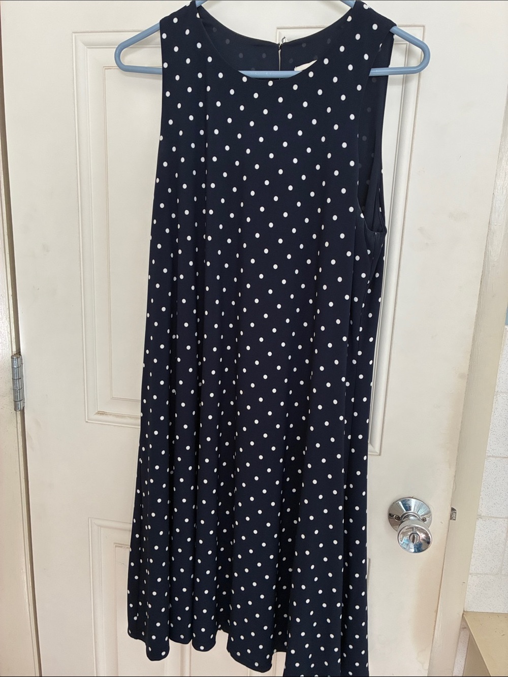 Anne Klein Navy with White Polka Dots A-Line Dress